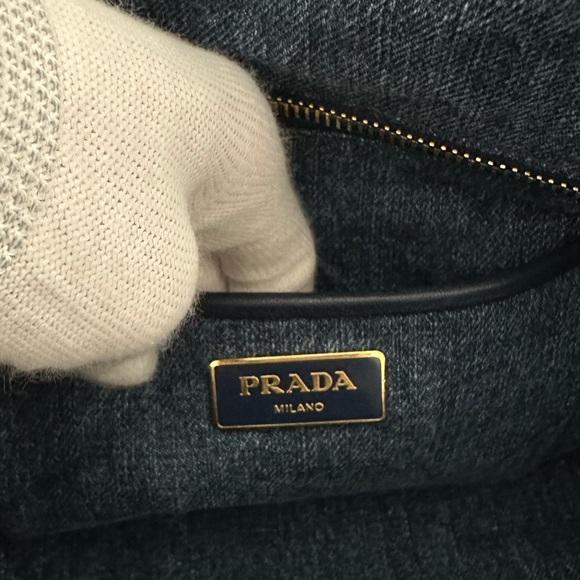 SOLD Prada Denim Canapa Logo Tote Blue - Picture 9 of 11